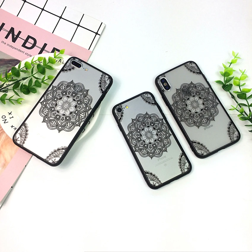 Симпатичный чехол для телефона с цветочным рисунком для Apple iPhone 7 8 6 6s 5 5S SE Plus кружевные Жесткие ПК-чехлы задняя крышка для iPhone X XR XS Max