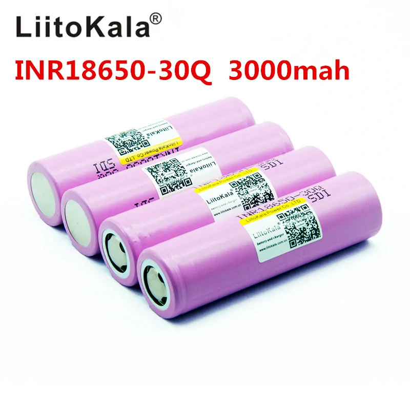 LiitoKala для INR 18650 аккумулятор 3,7 V 3000 mAh INR18650 30Q литий-ионный аккумулятор