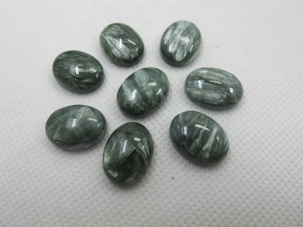1 pcs Natural Seraphinite Gem Cabochon Bead Jewelry 13x18mm Oval Semi stone Ring face | Украшения и аксессуары