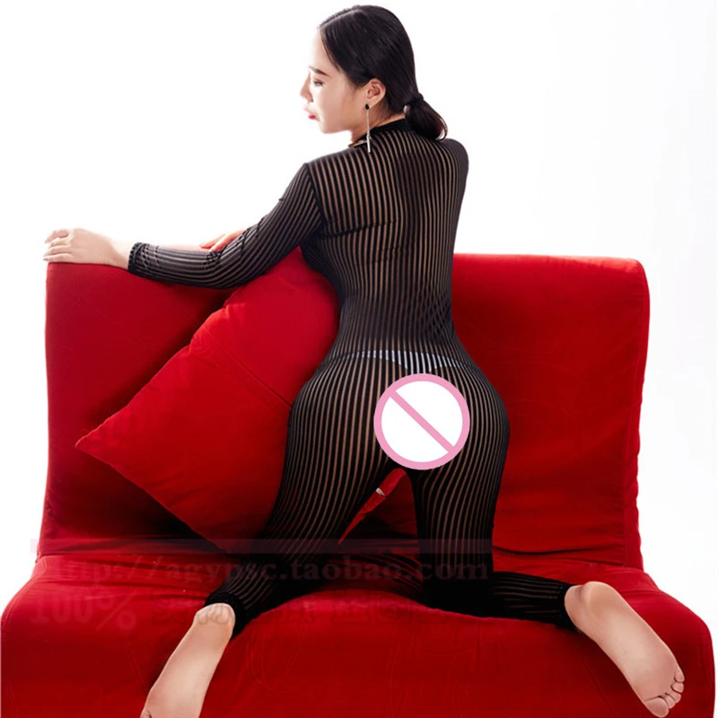 Пикантные Для женщин полоса двухсторонняя молния с открытой промежностью бюст