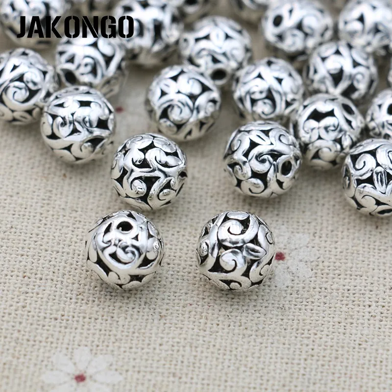 JAKONGO Lucky Cloudy Spacer Бусины античные посеребренные полые свободные бусины для изготовления ювелирных изделий браслет аксессуары 11 мм 8 шт