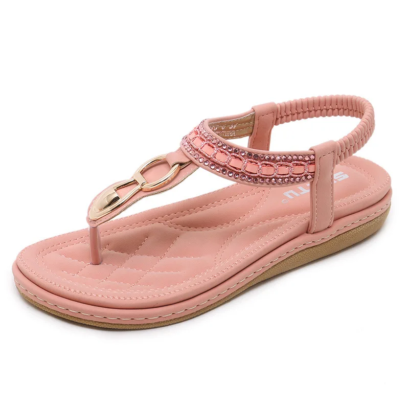 

2019 New female Sandals Bosimia drill flat Bottom clip toe outside sandalias de mujer verano luxury shoes women designers
