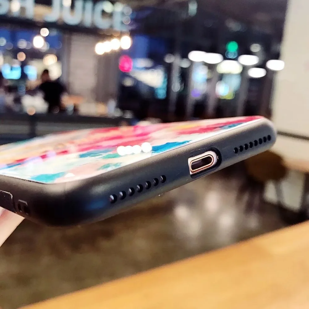 2018 Роскошные модные голубые светящиеся лазерные Чехлы для iPhone X 8 6 7 Plus закаленное