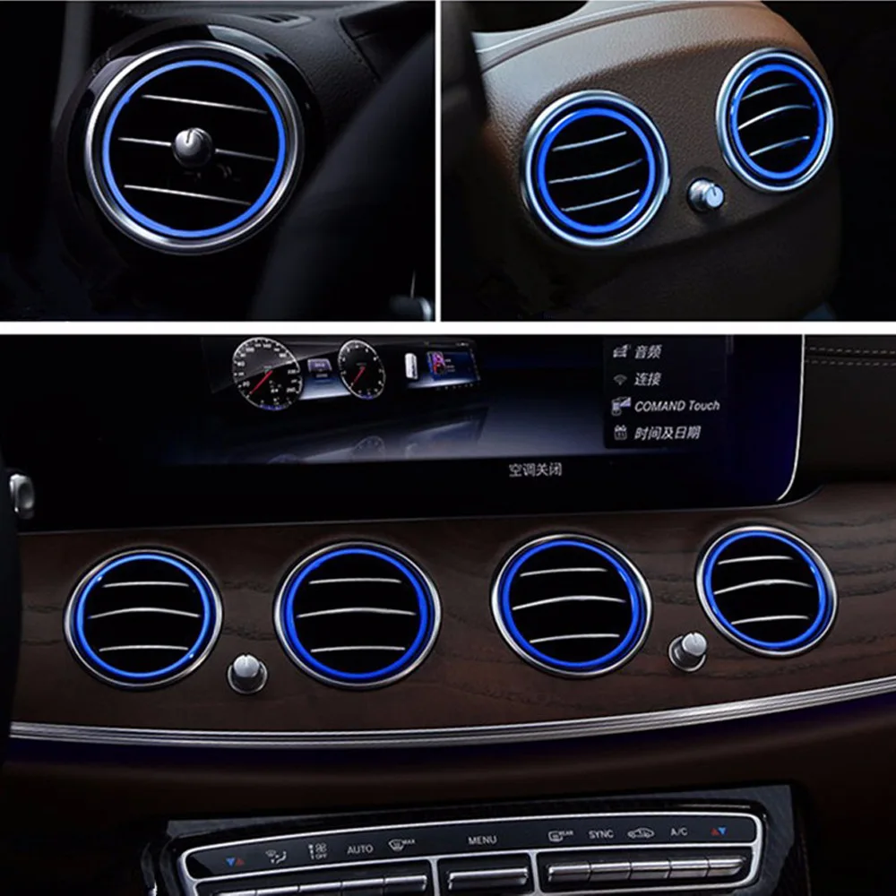 8pcs Car Air Condition Vent Outlet decoration rings Cover Trimfor Benz E class W213 E200 300L Interior accessories |