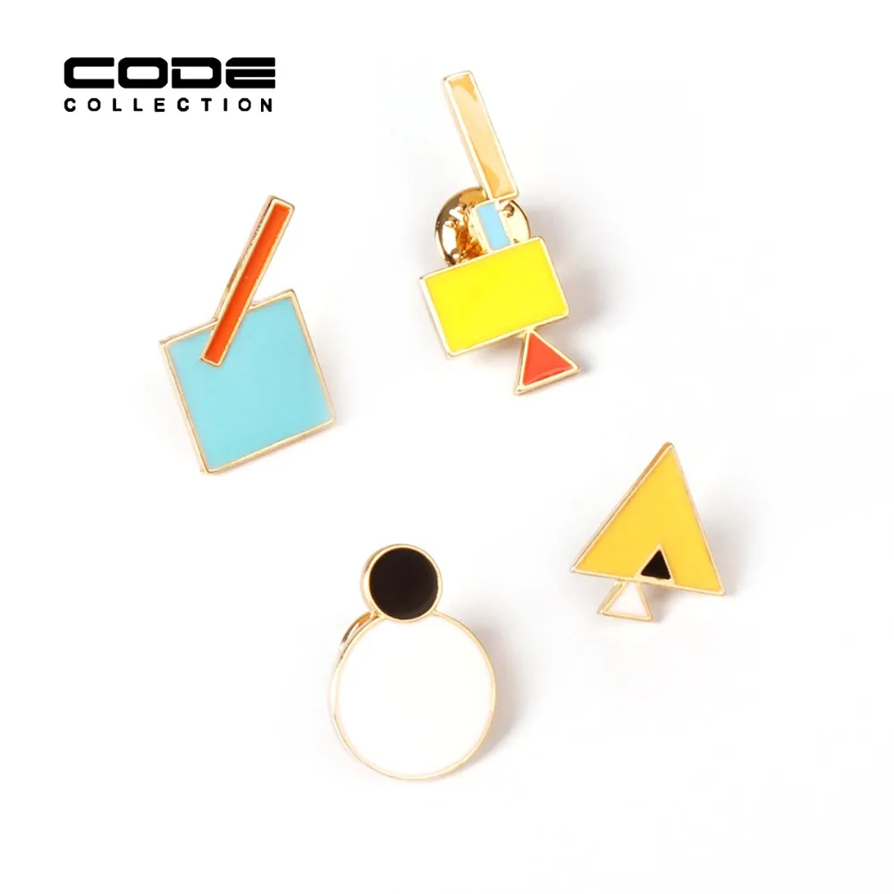 4 шт./компл. Геометрическая эмалированная брошь значок красочная квадратная