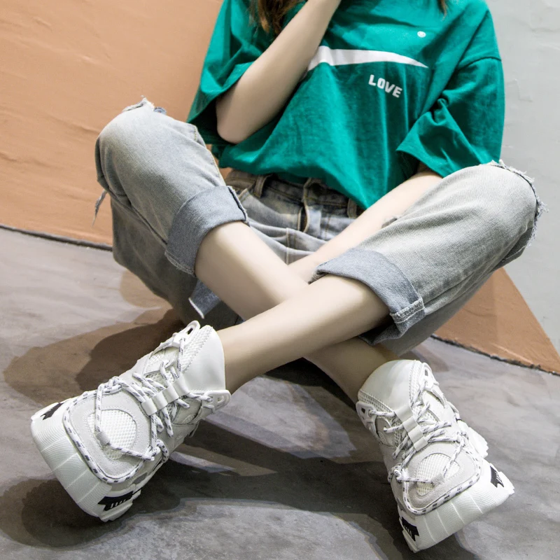 Fujin/серая обувь для папы Женская Вулканизированная Весенняя Обувь На Шнуровке