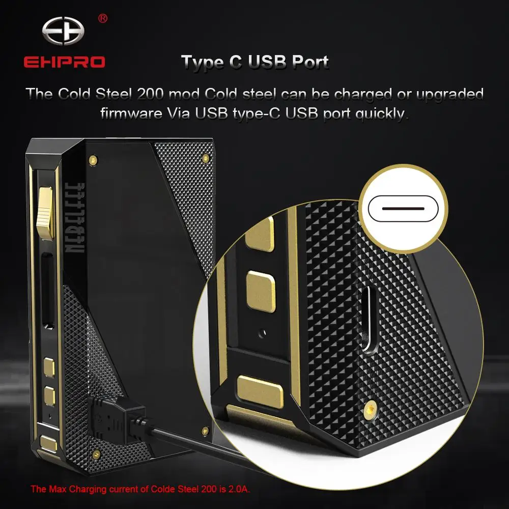 Original Ehpro Cold Steel 200 TC Box MOD with 200W max output By 18650 Battery Mod Vape Vaporizer vs Drag 2/ Aegis Solo |