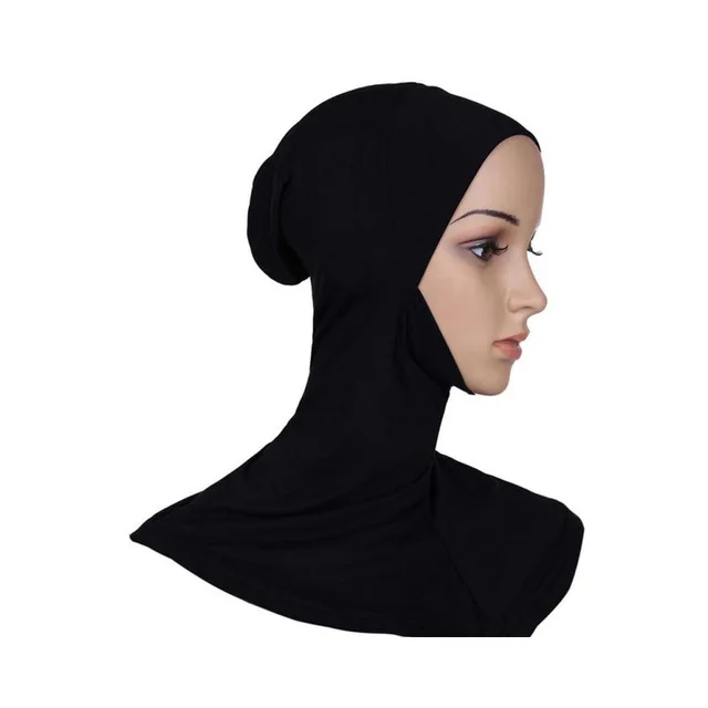 inner hat black Женский сплошной цвет хиджаб шарф в горошек мусульманские платки вискозные шарфы обертывания Исламская повязка на голову шарф Мусульманский хиджабы - Цвет: inner hat black