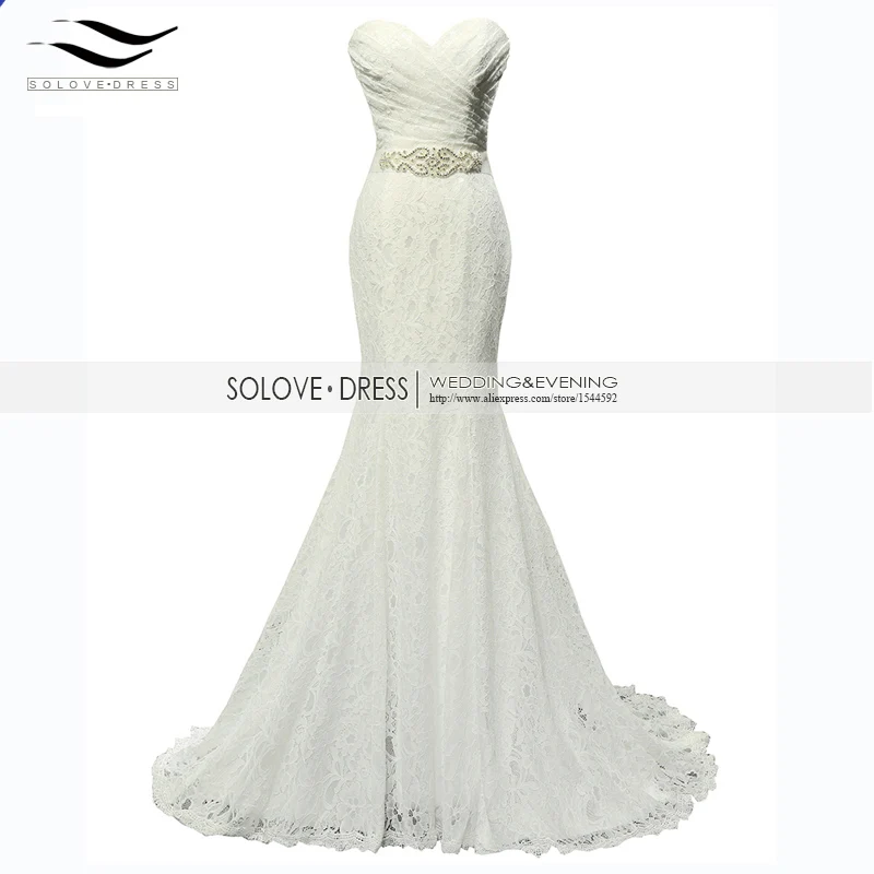 Solovedress, элегантное вышитое бисером милое кружевное платье цвета шампанского для выпускного вечера,, вечернее платье русалки с поясом, vestido de festa longo W01 - Цвет: Слоновая кость