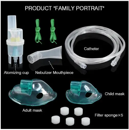 Inhaler Set Ингалятор, набор, мягкая трубка, ингалятор, катетер, небулайзер, чашка для взрослых и детей, маска, фильтры, семейный медицинский воздушный компрессор, распылитель аксессуары - Цвет: Inhaler Set