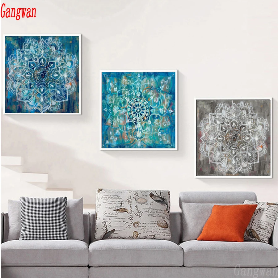 

Classic Brick embroidery diamond painting Cross Stitch full square crystal Rhinestone mosaic decoration 3pcs Mandala Flower art