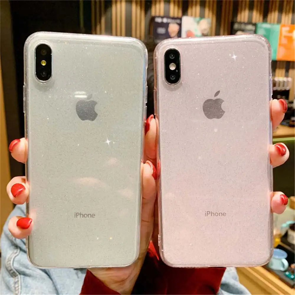 Simple Glitter Tpu For Iphone 66S 6P78 8P X Xs Xr Xsmax Silicone Anti-Fall Half-Pack Soft Shell Phone Case |