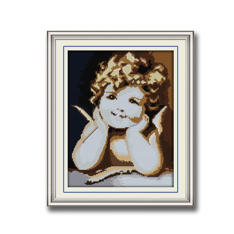 Ангел девочка ребенок декор картины Счетный крест стежка dmc 11CT 14CT крестиком