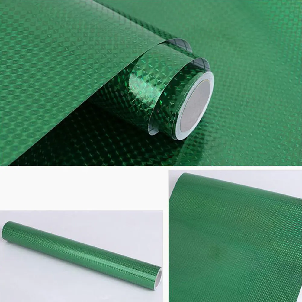 Green Yazi DIY ручной работы самоклеющиеся блестки ПВХ лазерная настенная бумага рулон мгновенный мигающий Серебряная Золотая фольга настенная бумага для стен - Цвет: Green