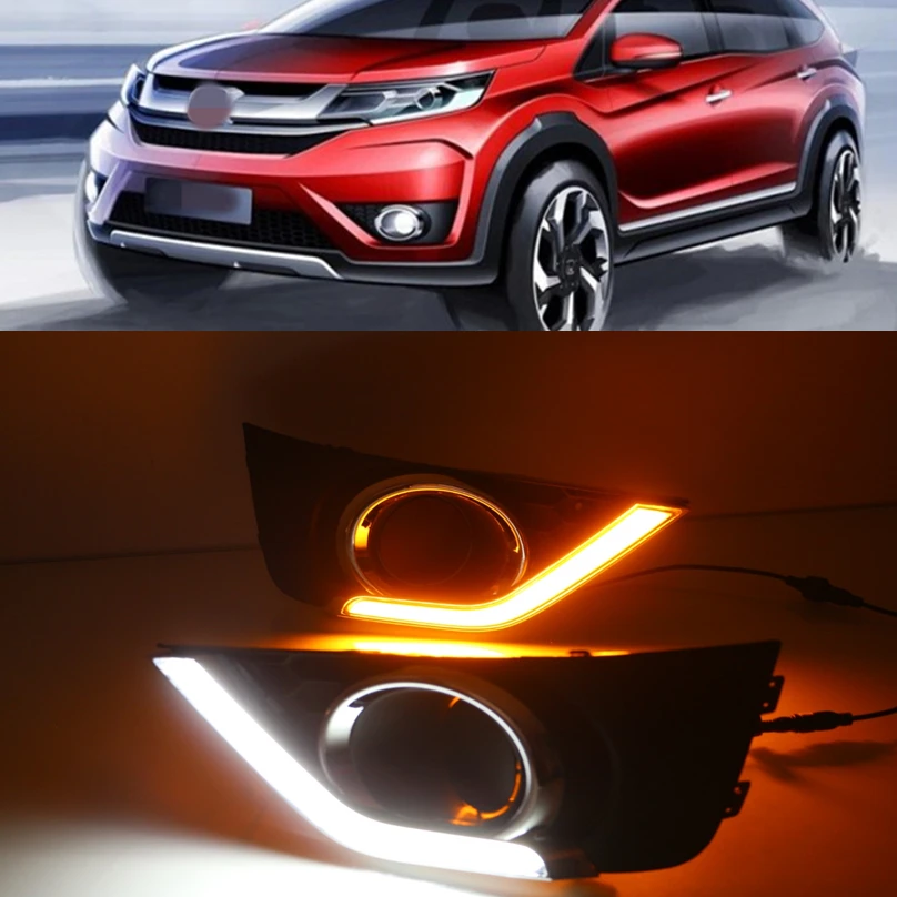 2 шт. для Honda BRV BR-V 2015 2016 2017 2018 2019 желтый сигнал светодиодный DRL Дневной светильник