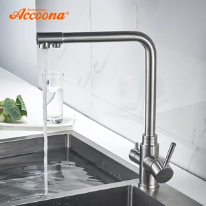 Кухонный кран Accoona, новый смеситель из нержавеющей стали 304 для раковины, настенный кран, современный кухонный кран с горячей и холодной водой A5179-5