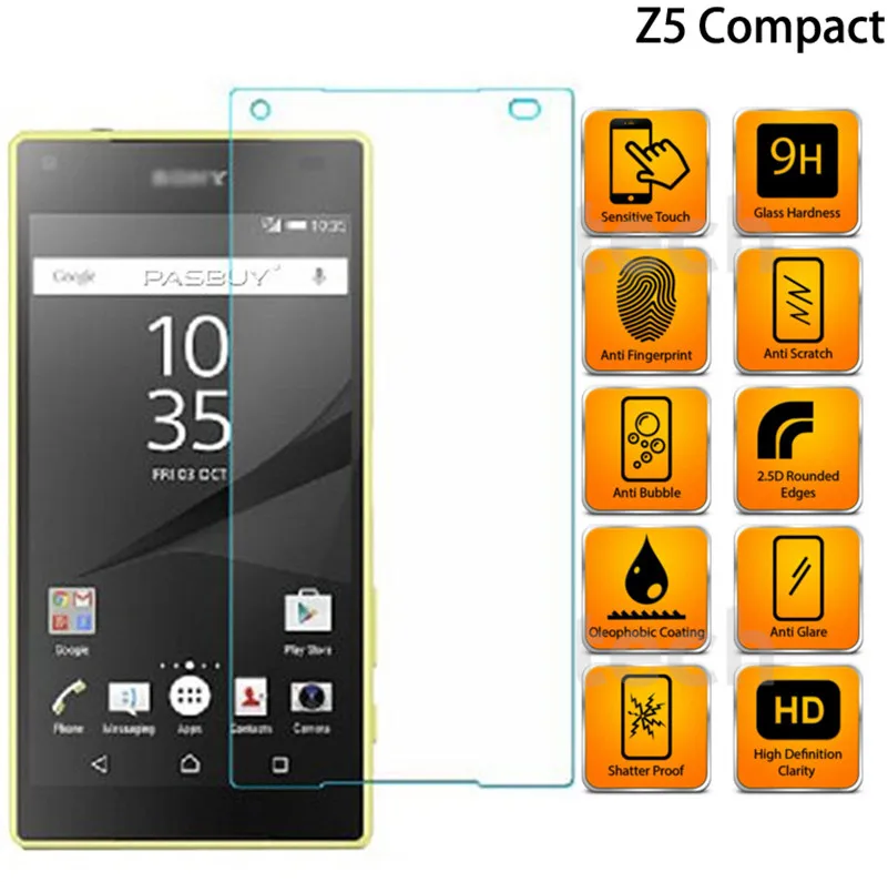 9H 2.5D 0 26 мм Закаленное стекло протектор для Sony Xperia Z5 Compact E5803 E5823 4 6 дюймов экран