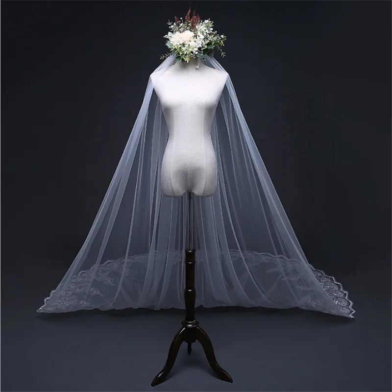 3 /4Meter White Ivory Cathedral Wedding Veils Long Lace Edge Bridal Veil with Comb Accessories Diy | Дом и сад