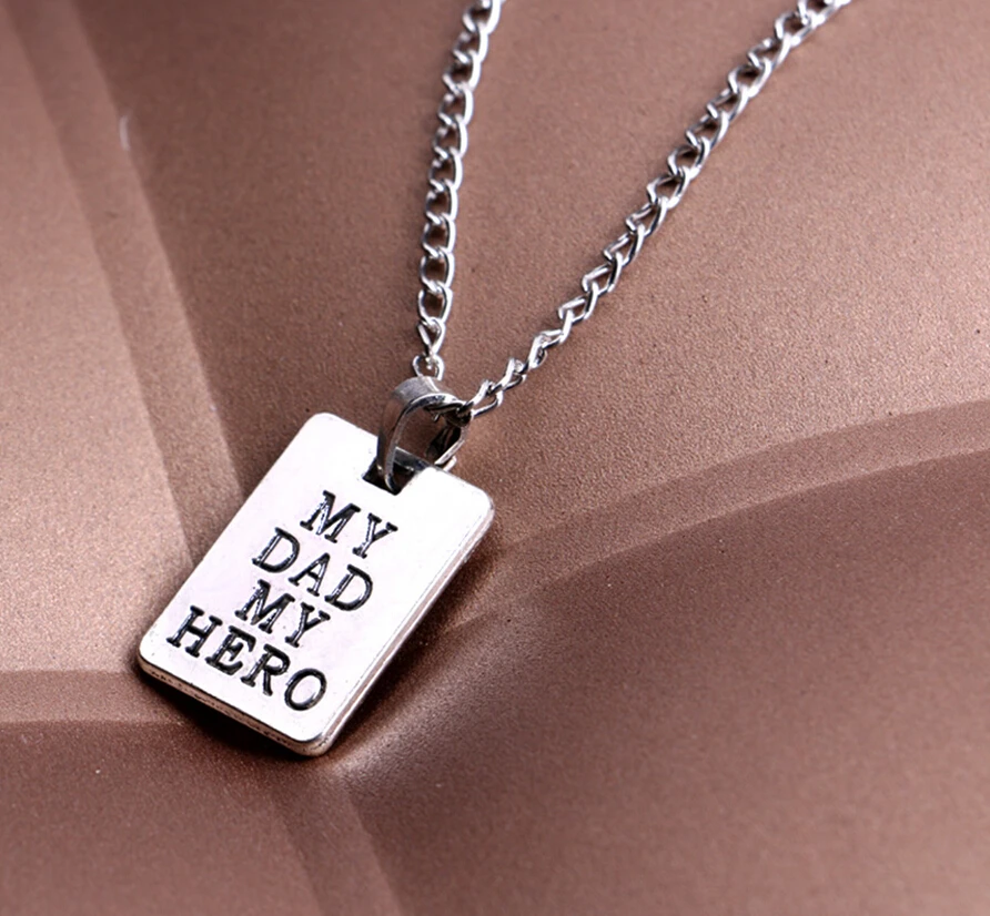 Модные мужские ювелирные изделия Spcial My Dad Hero ожерелье с прямоугольной подвеской