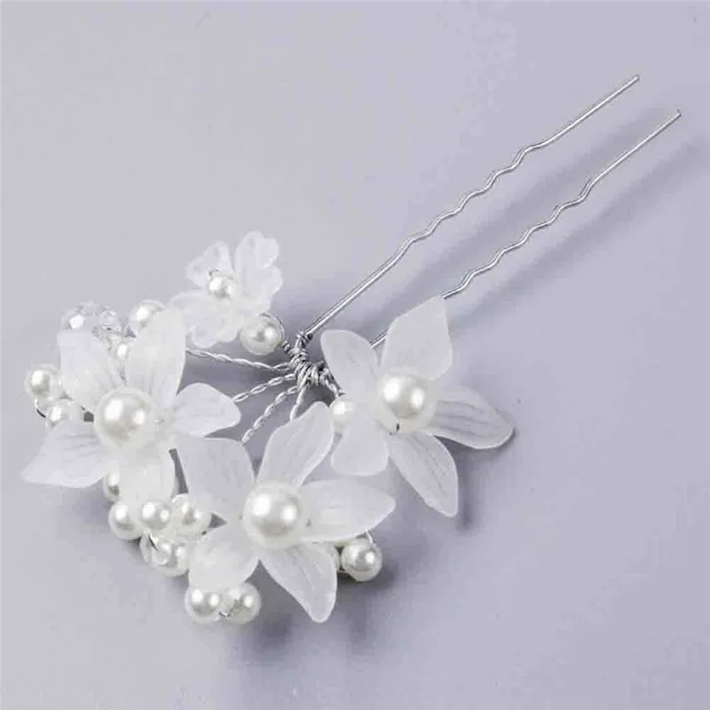 Bridal Bridesmaid Crystal Pearl Barrette Plain White Flower Floral Hairpin Elegant Headwear Popular Wedding Hair Accessories New |