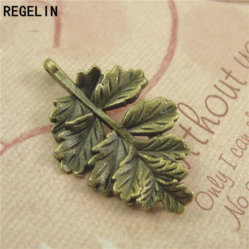 REGELIN Antique Bronze Maple leaf connection Charm Pendant 10pcs 20x31mm for Diy Necklace Jewelry Making Handmade Craft