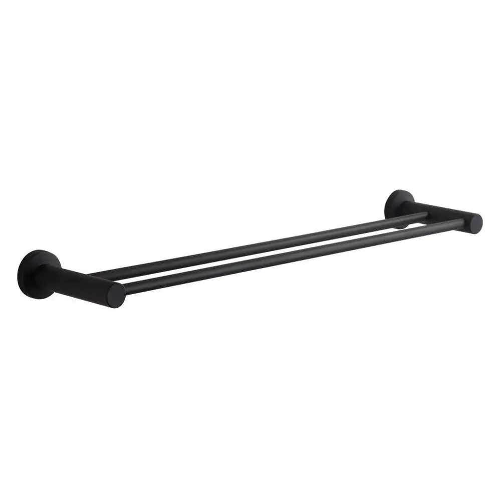 double towel bars 304 stainless steel towel rack towel bar soap dish blower rack toilet brush black bathroom hardware suite - Цвет: double towel bars