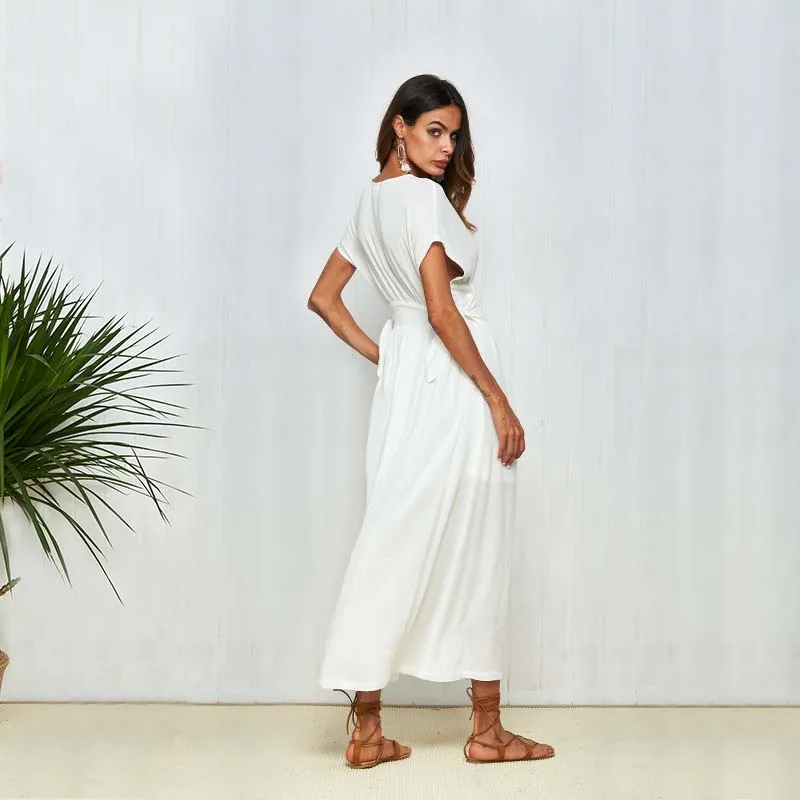 Viven Leigh женское белое хлопковое пляжное платье Лето Fit and Flare сексуальные