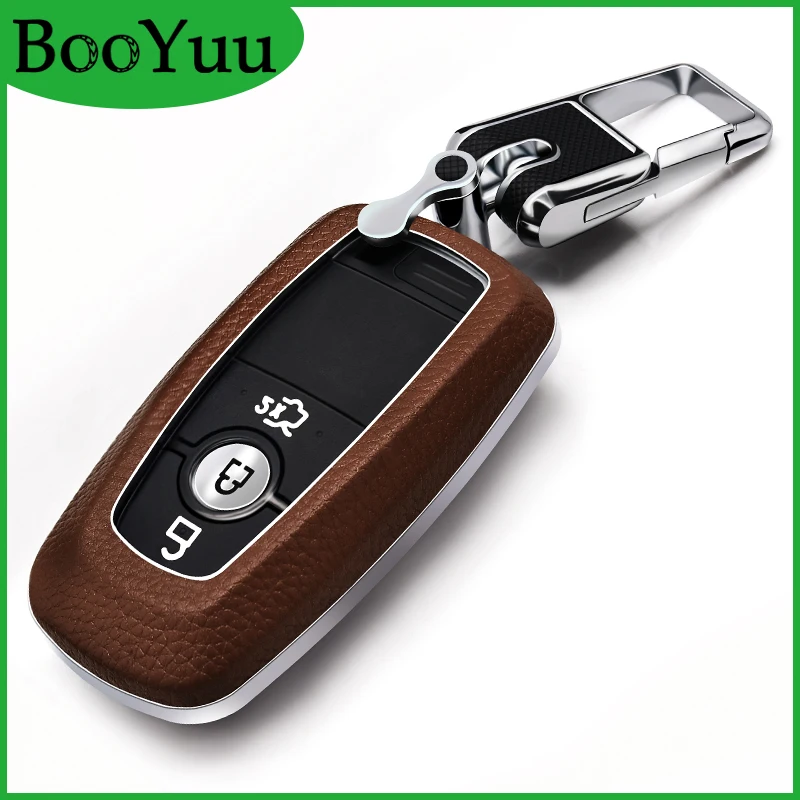 BooYuu верхний слой кожа + ABS пульт дистанционного ключа автомобиля ключ чехол для Ford