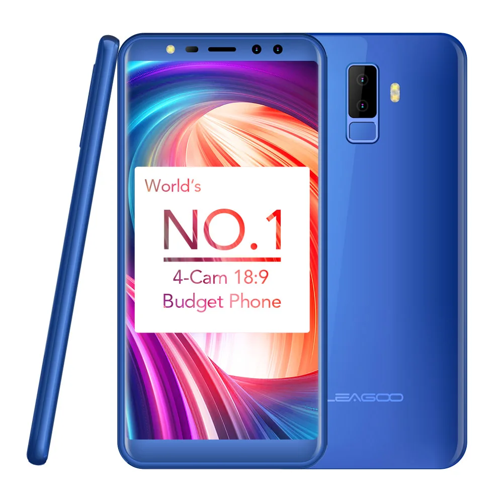 LEAGOO M9 3g смартфон 5," 18:9 полный экран четыре камеры Android 7,0 MT6580A четырехъядерный 2 ГБ+ 16 Гб 2850 мАч отпечаток пальца мобильный телефон - Цвет: Blue