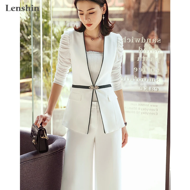 Женский Деловой брючный костюм Lenshin комплект из двух предметов деловая форма с