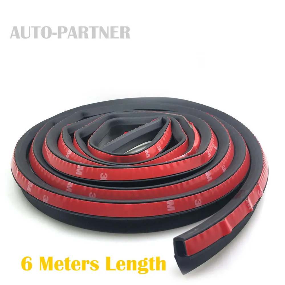 

6 Meters P type car sound insulation sealing rubber strip anti Noise Rubber weatherstrip 3m Sticky Tape car door seal