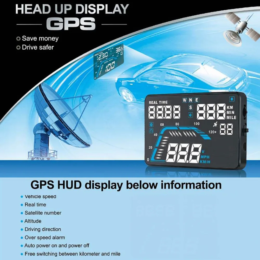 HUD Q7 5 ''универсальный GPS многофункциональный автомобильный дисплей на лобовое
