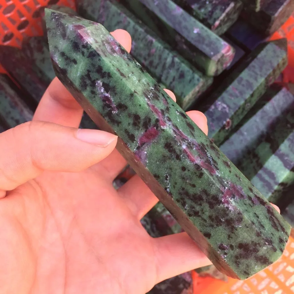 Натуральный рубин Zoisite Кристалл обелиск кварцевая палочка драгоценный камень