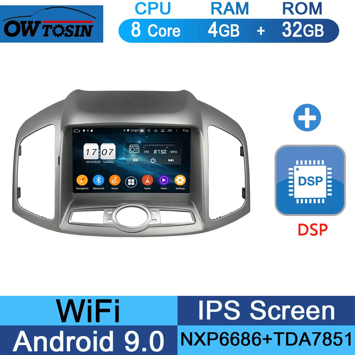 32G DSP " ips 1920*1080 8 Core 4G ram+ 64G rom Android 9,0 автомобильный dvd-плеер для Chevrolet Captiva 2011- DSP радио gps Parrot BT Adas - Цвет: 32G DSP
