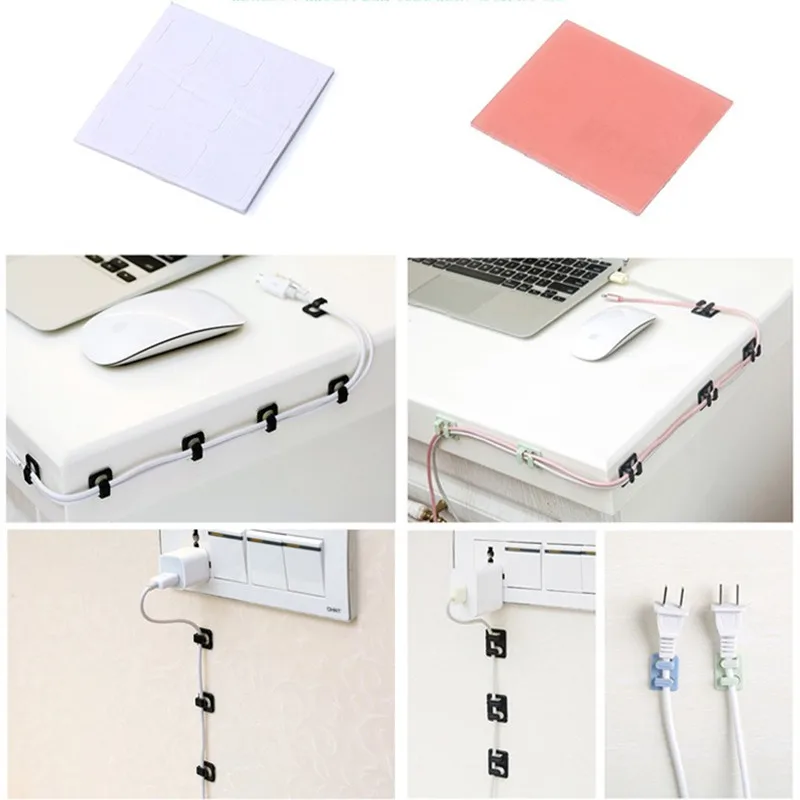 18 шт. многоцелевой зажим для кабеля клейкий USB зарядное устройство застежка автомобильный стол провод держатель телефонная линия галстук фиксатор