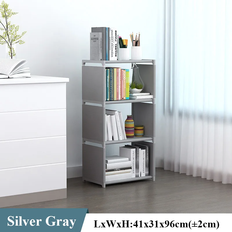 Gray 4L A Многослойная простая книжная полка нетканый настенный шкаф для хранения мелочей может быть перемещен книжный шкаф креативное Современное украшение дома - Цвет: Gray 4L A