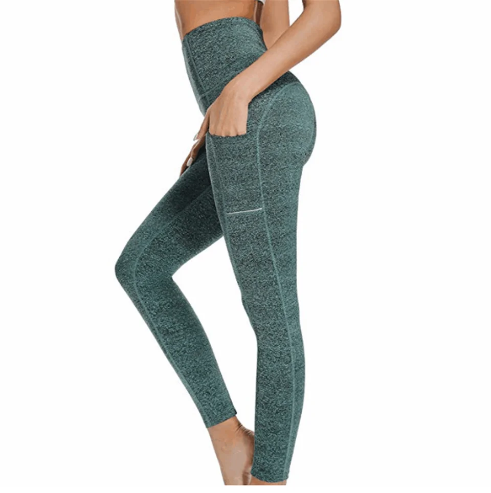 Leggings With Pocket Women Gym Tights Push Up Running Pants Workout High Waist Active Wear Yoga Pants Tummy Control Leggings