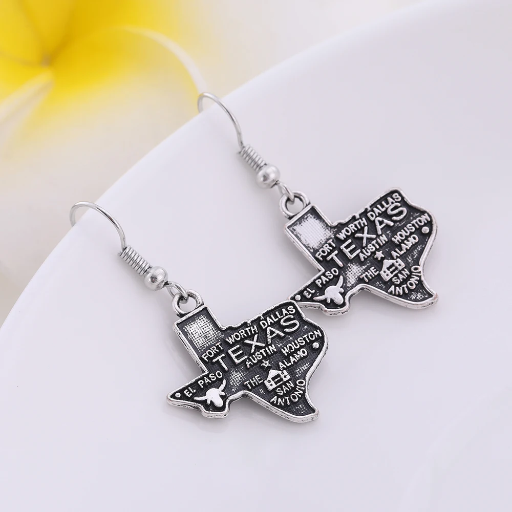 Рыбий крючок карта штатов США серьги и подвески из Техаса контур состояние Шарм в