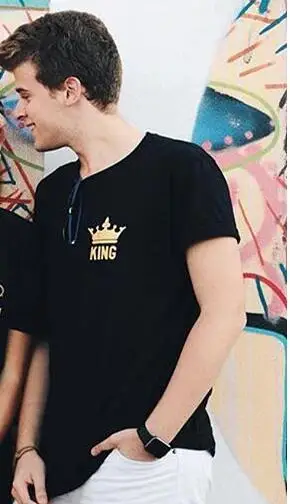king shirt Подарок на день Святого Валентина, забавные парные футболки, одинаковые футболки с надписью «King And queen Love», топы, наряды, Poleras De Mujer Moda для него и нее - Цвет: king shirt
