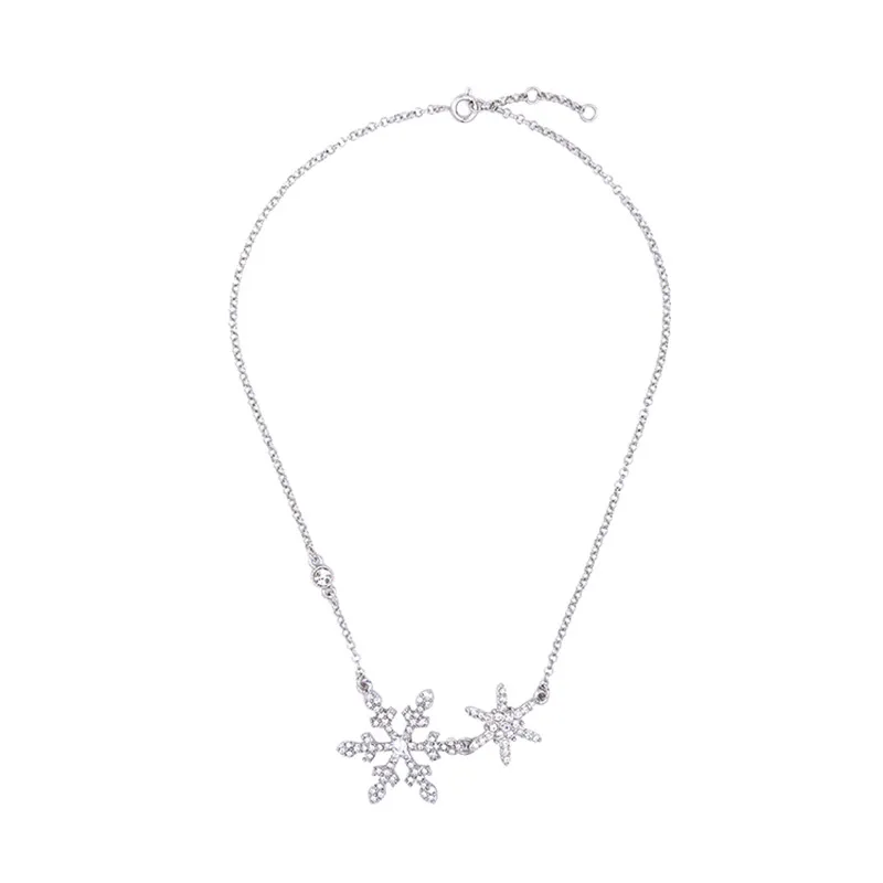wing yuk tak Top Fashion Luxury Crystal Rose Color Snowflake Chokers Necklace For Women Jewelry Factory Wholesale | Украшения и