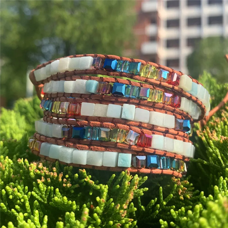 Чакра, натуральные камни, Druzy, браслет, женский, ручной работы, бохо, браслет для женщин, мужчин, кожаный браслет, Прямая поставка