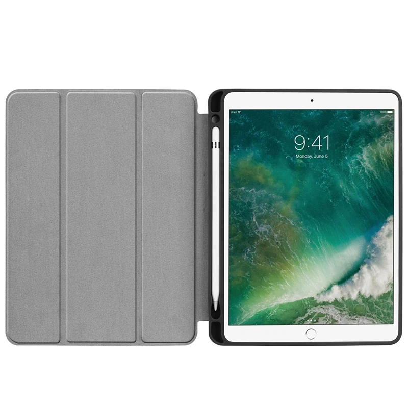 Умный чехол мягкий кожаный из ТПУ с гнездом для стилуса Apple iPad Air 2 9 7 2017 2018