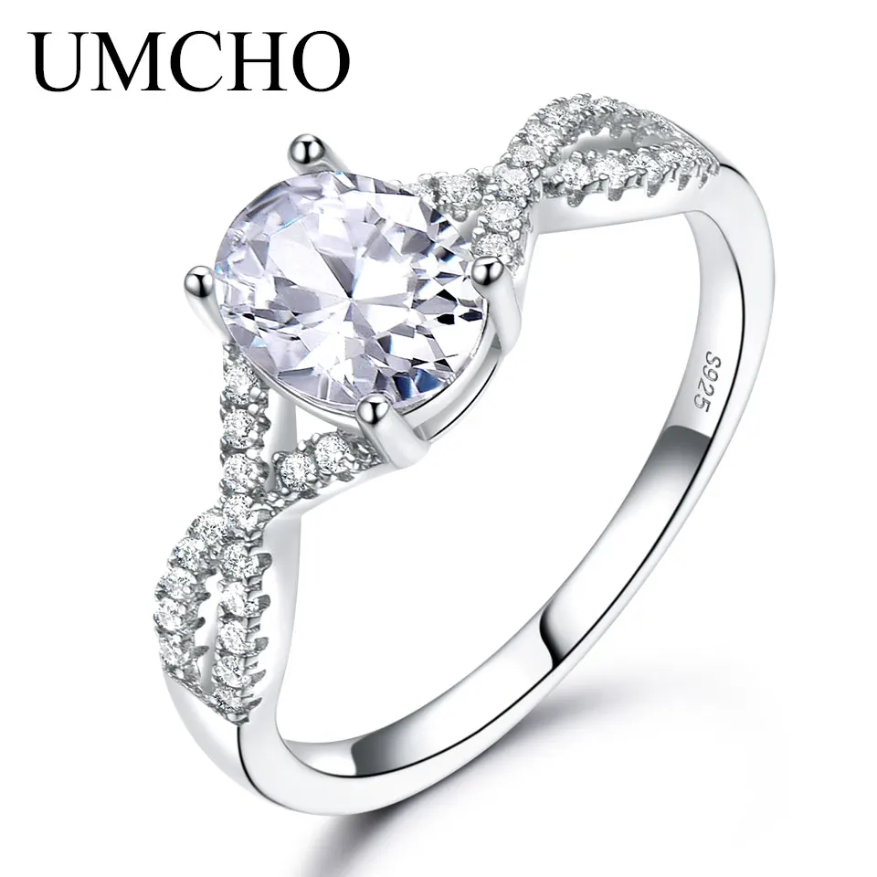 RUJ099Z-1 UMCHO цельное 925 пробы Серебряное кольцо для леди овальное розовое нано морганитное обручальное кольцо Свадебный Подарок на годовщину для нее - Цвет камня: RUJ099Z-1