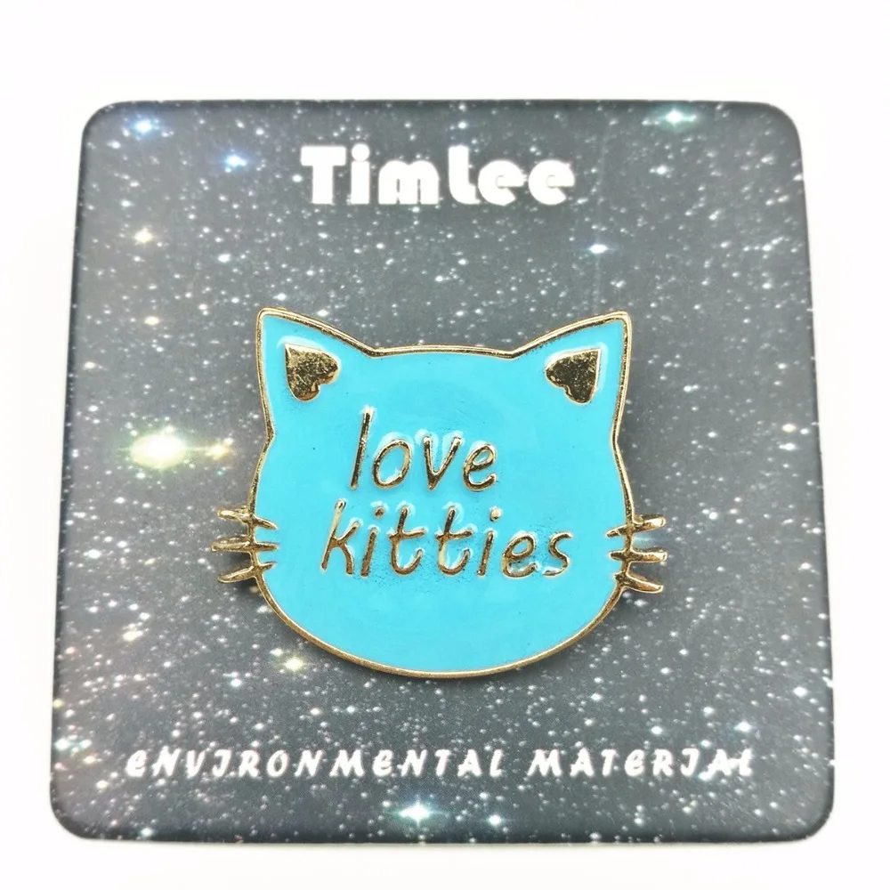 Timlee X276 Cute Cat Kitty Enamel Pins Major Love Heart Rainbow Alloy Brooch Fashion Jewelry Wholesale | Украшения и аксессуары