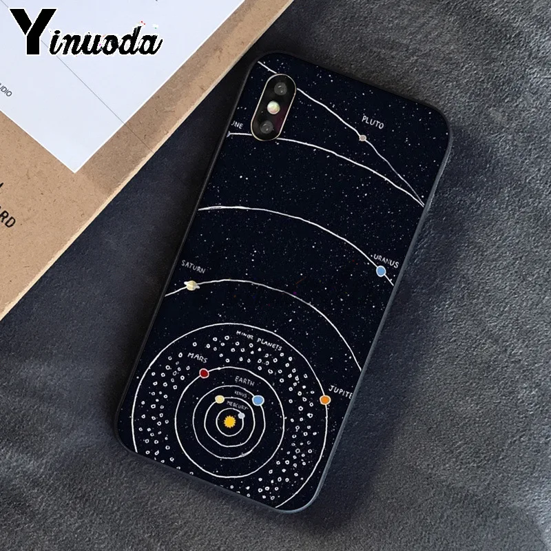 Yinuoda черный с белой луной звезды космонавта мягкий TPU чехол для телефона Apple iPhone 8 7
