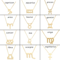 with card 12 horoscope sign necklaces gold zodiac pendant chains choker women fashion jewelry gift dropshipping