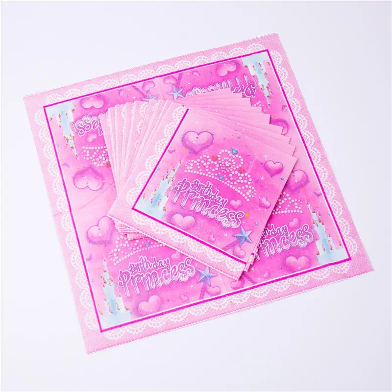 Pink Kids 1st Birthday Party Decorations Paper Plate Napkins Cup Flag Party Supplies Disposable Tableware Set Baby Shower Favor - Цвет: Napkin 10 pcs