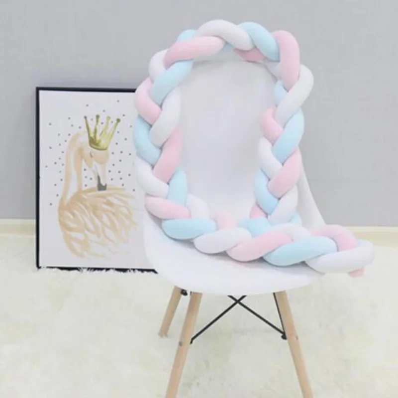 white pink blue 2 м Длина нордический узел новорожденная Детская кровать бампер Детская комната Декор колыбель и детская кроватка для детской кровати постельные принадлежности протектор - Цвет: white pink blue