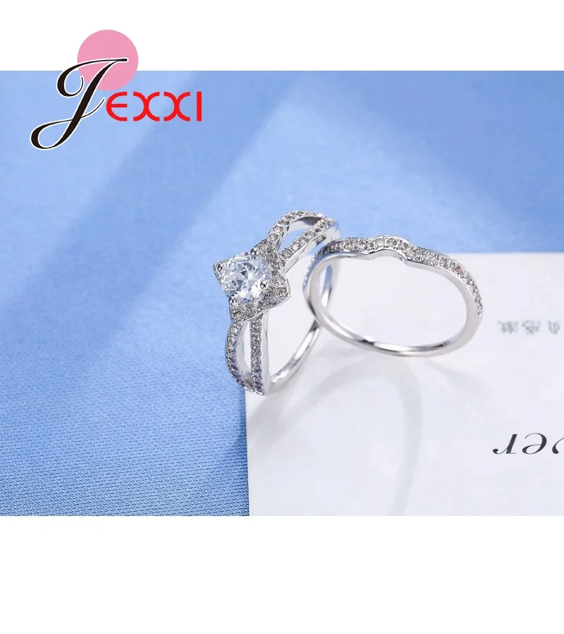 925 Sterling Silver Wedding Engagement Bridal Ring Band Set For Party Propose Anniversary Jewelry Gift Fashion Top Qualit | Украшения и