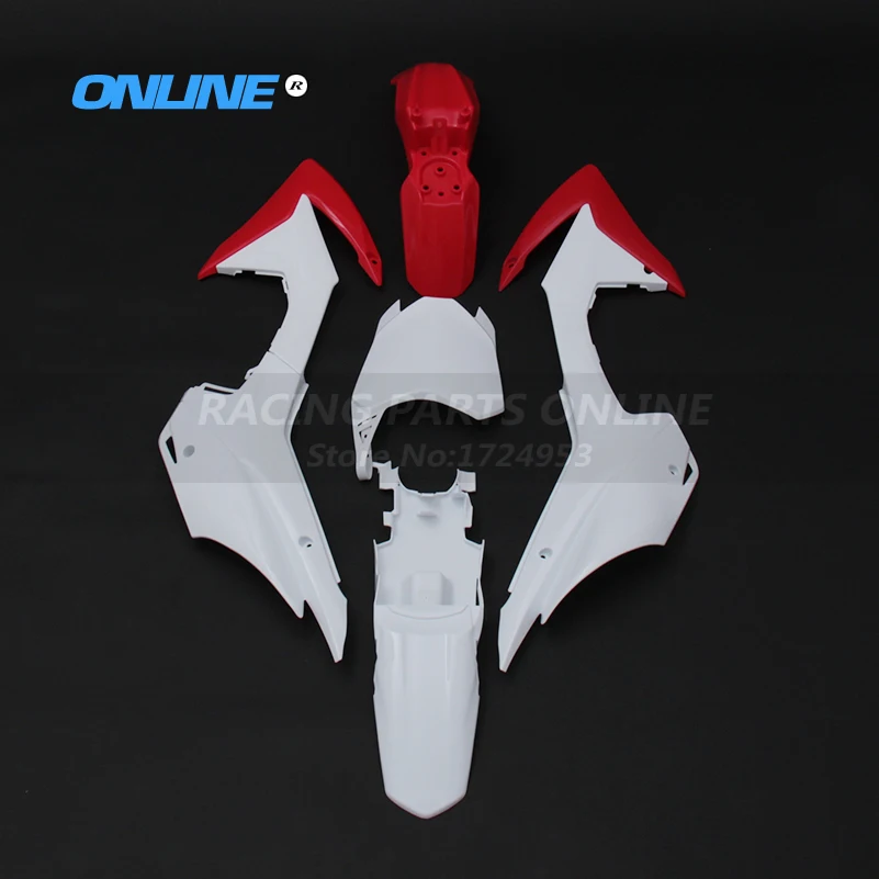

COMPLETE RED WHITE PLASTIC KIT fender plastic number plate for Honda CRF110F 2013 2014 2015 PIT BIKE dirt bike THUMPST
